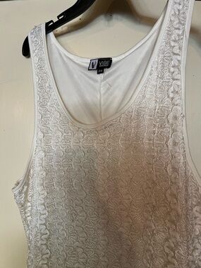 Vibe White Lace Overlay Scoop Neck Tank maxi dress